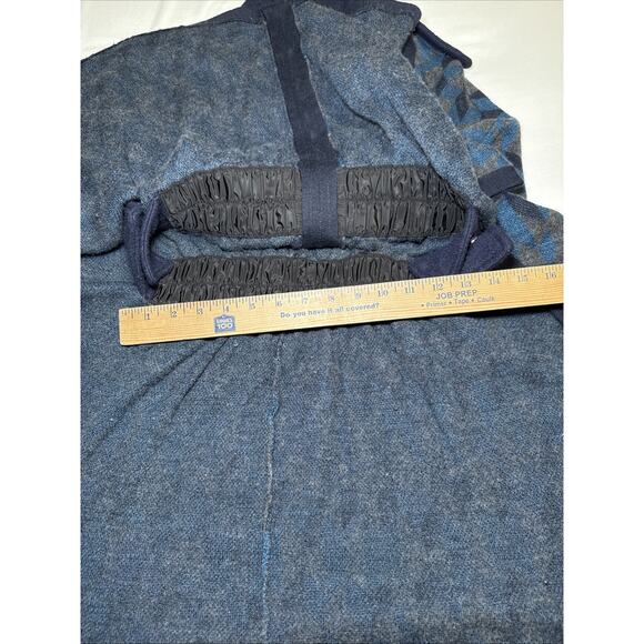 Heather B Poncho Womens Lg Wool Blend Blue Gray Full Zip Knit Sweater Cape EUC - Picture 13 of 16
